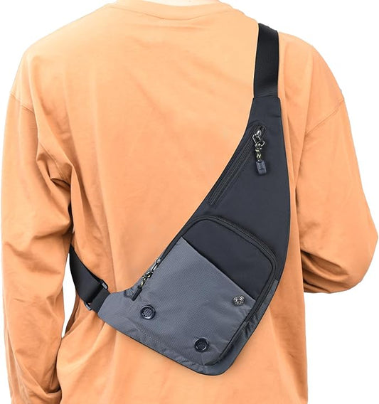 Peicees Waterproof Sling Bag Crossbody Bag For Men Slim Chest Backpack Man Purse Small Shoulder Bag For Travel Hiking