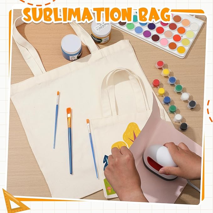 Amylove 24 Pcs Mini Tote Bag Sublimation Blank Canvas Tote Bags Reusable Grocery Luggage DIY Sack Goody for Party Even (15 x 15 Inch,8.5 x 8 Inch,Natural Color)