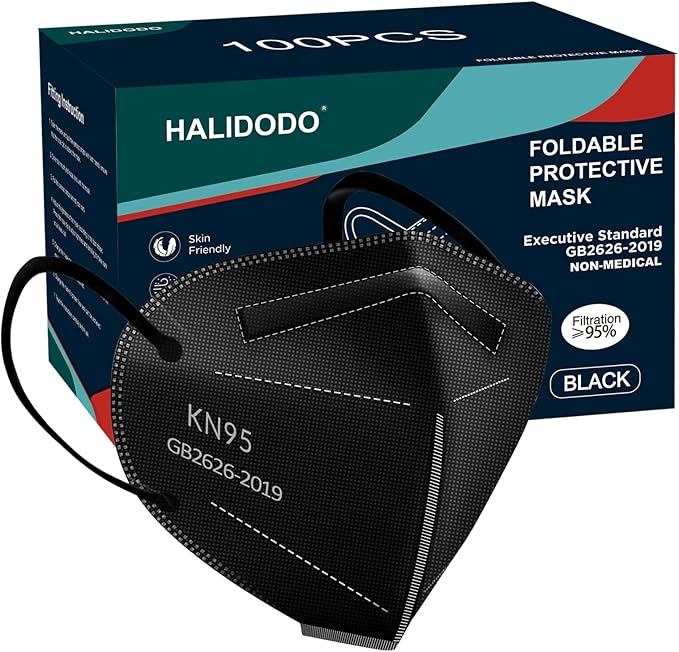 HALIDODO Face Mask 100 Pack Breathable 5-Layer Filter Efficiency≥95%