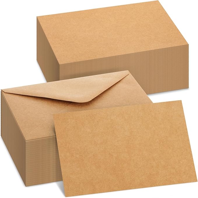 Sustainable Greetings 48 Pack Blank Stationery Cards and Envelopes 4x6 In - Brown Printable Blank Cards Bulk for Open When Letters, Wedding Invitations, Thank You, & Baby Shower