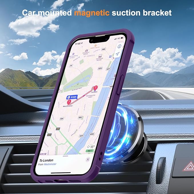 Compatible with iPhone 16E Case with Invisible Magnetic O-Ring Stand Military-Grade Translucent Case for iPhone 16E 6.1" 2025 [Compatible with Mag-Safe][Great Grip Feeling], Purple