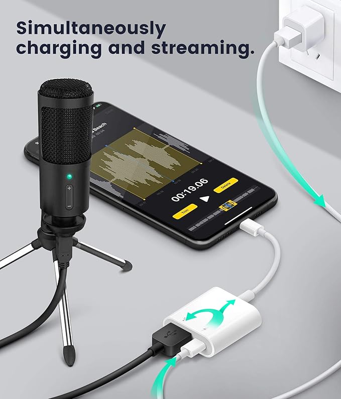 USB Adapter for iPhone/iPad, LᎥghtnᎥng to USB Female OTG Adpater,USB3 to iPad Adapter with Charging Port,Supports FlashDrives,MIDI,SD Card Reader and Mouse,Plug&Play