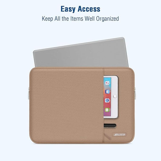 MOSISO Laptop Case 13.3 inch, 13-13.3 inch Laptop Sleeve Compatible with MacBook Air/Pro 13 / Pro 14, HP Dell ASUS Lenovo Notebook, Polyester Vertical Computer Sleeve Bag with Pocket, Bronze Brown