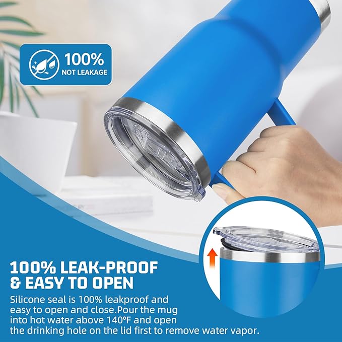 20 oz Tumbler with Handle Stainless Steel Insulated Coffee Mug Tumbler with Lid and Straw Double Wall Vacuum Insulated Coffee Mug Leak Proof Travel Mug Tumbler for Hot and Cold Drink (Mix Color-3)