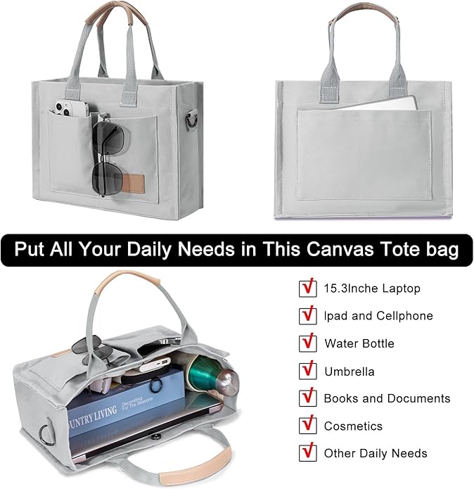 Tote Bags for Women Canvas Tote Purse Crossbody with Pockets Top Handle Shoulder Satchel Bag for Women