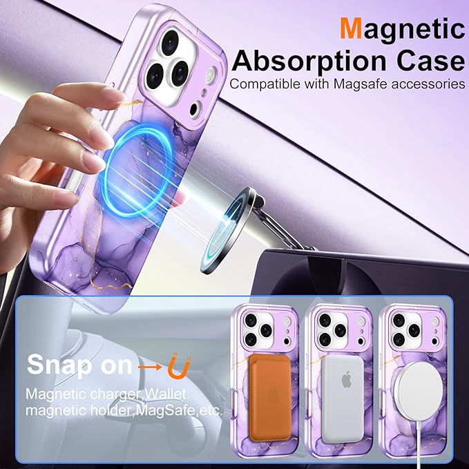 Btscase for iPhone 17 Pro Max Case [Compatible with Magsafe] [Military-Grade Drop Protection] Slim Anti-Scratch Smooth Touch TPU Bumper Shockproof Magnetic Phone Case for Women Girls Men, Lavender