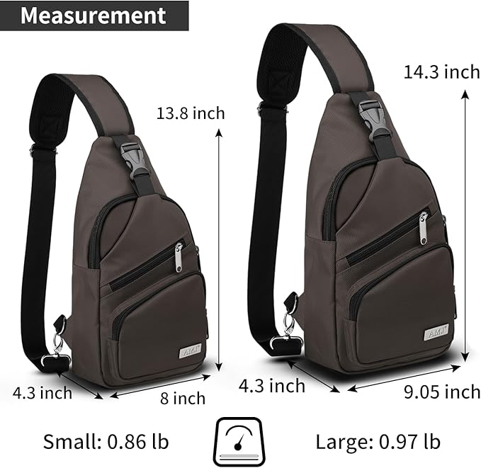 AMJ Crossbody Sling Bag Men Women, Casual Shoulder Backpack, Chest Daypack Satchel for Hiking Travel