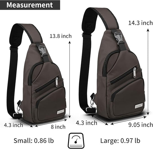 AMJ Crossbody Sling Bag Men Women, Casual Shoulder Backpack, Chest Daypack Satchel for Hiking Travel