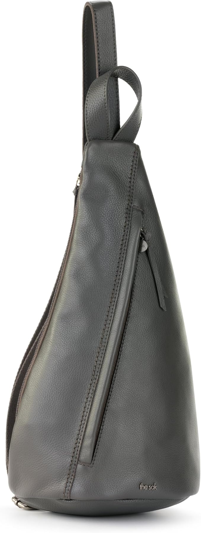 The Sak Geo Sling Backpack in Leather, Convertible Design, Slate