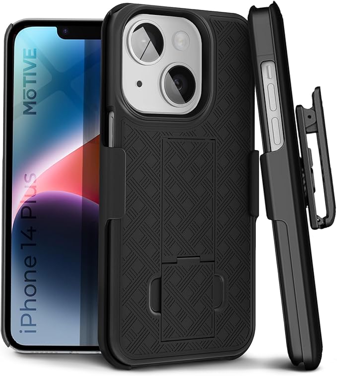 MOTIVE for iPhone 14 Plus Holster Case, Belt Clip Case for Apple iPhone, Shell Holster Combo 14 Plus, Slim Rugged Drop Shockproof Protective Cover with Kickstand (6.7" Plus) | Ranger Series