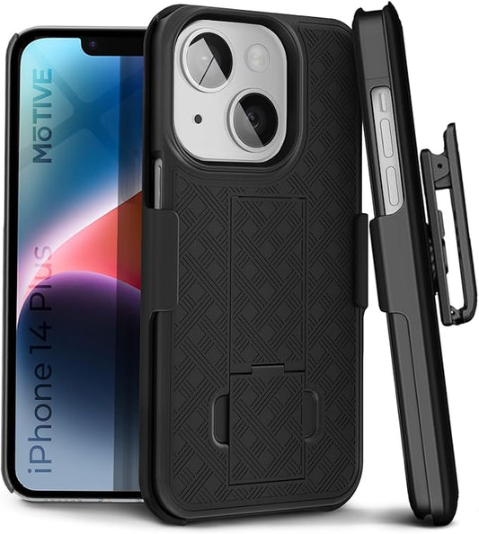 MOTIVE for iPhone 14 Plus Holster Case, Belt Clip Case for Apple iPhone, Shell Holster Combo 14 Plus, Slim Rugged Drop Shockproof Protective Cover with Kickstand (6.7" Plus) | Ranger Series