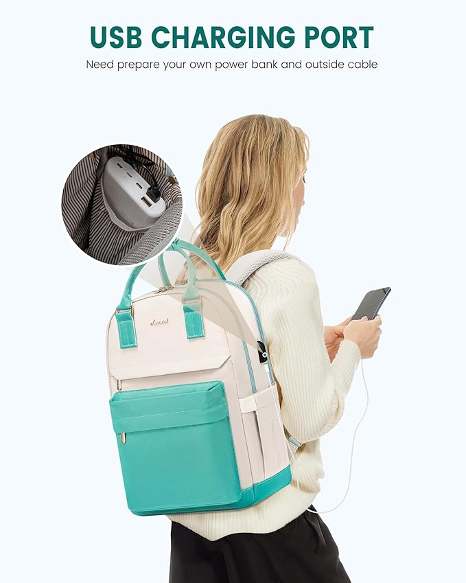 LOVEVOOK Laptop Backpack for Women 15.6 Inch Laptop Bag with USB Port, Fashion Waterproof Backpacks Teacher Nurse Stylish Travel Bags Vintage Daypacks for College Work