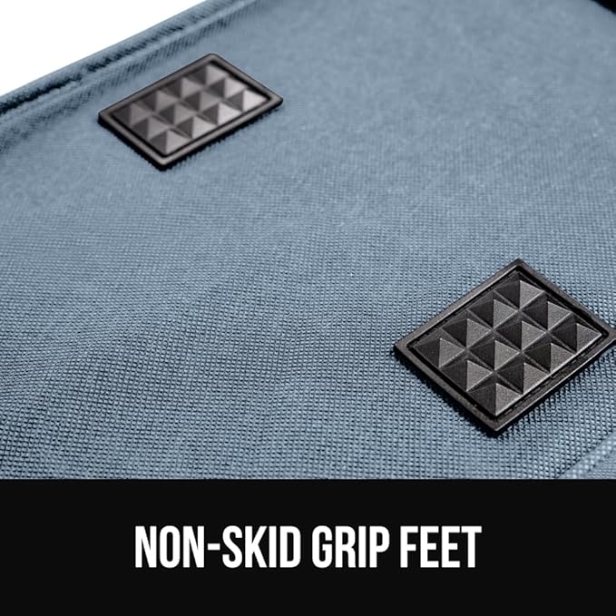 GORILLA GRIP Heavy Duty Foldable Reusable Grocery Bags, Tear Resistant Box Shape Shopping Tote with Reinforced Handles, Grip Feet, Easily Carry and Transport Groceries, 1 Pack, 13x10x11, Dusty Blue