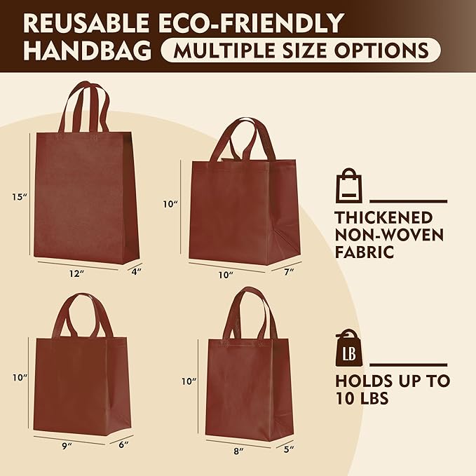 YEEHAW Custom Tote Bags 100pcs,Non-woven Bag with Logo, Custom Reusable Bags with Durable Handle, Ideal for Grocery Shopping, Gifts Wrapping & Travel