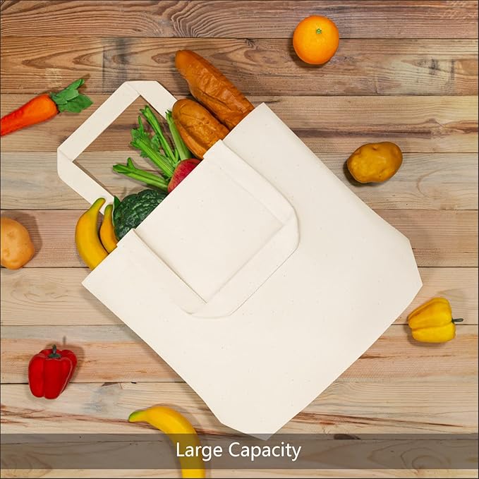 TOPDesign 3-Pack Super Strong Large 12oz Cotton Canvas Tote Bags, Reusable Grocery Shopping Cloth Bags, Fashionable Two-Tone Totes for Crafts, DIY Your Creative Designs