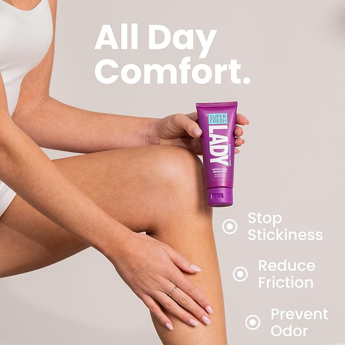 Super Fresh Lady Whole Body Deodorant for Women Aluminum Free Powder Lotion for Privates Body and Skin Folds Controls Odor and Keeps You Fresh Jasmine Rose Scented Feminine Hygiene Care 4 oz Tube