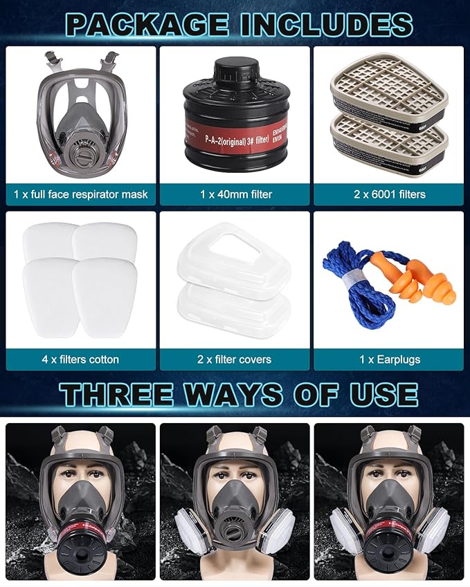 Respirator Mask with Filters, Gas Masks Survival Nuclear and Chemical - Reusable Respirator for Vapors, Painting