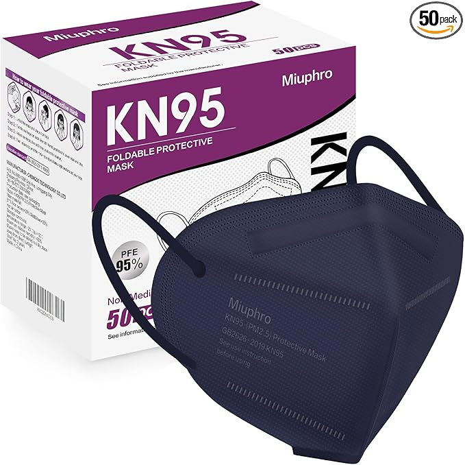 Miuphro KN95 Face Mask 50 Pack, Disposable Respirator Masks, 5 Layer Design Safety Mask for Protection, Ideal for Men and Women (Purple)