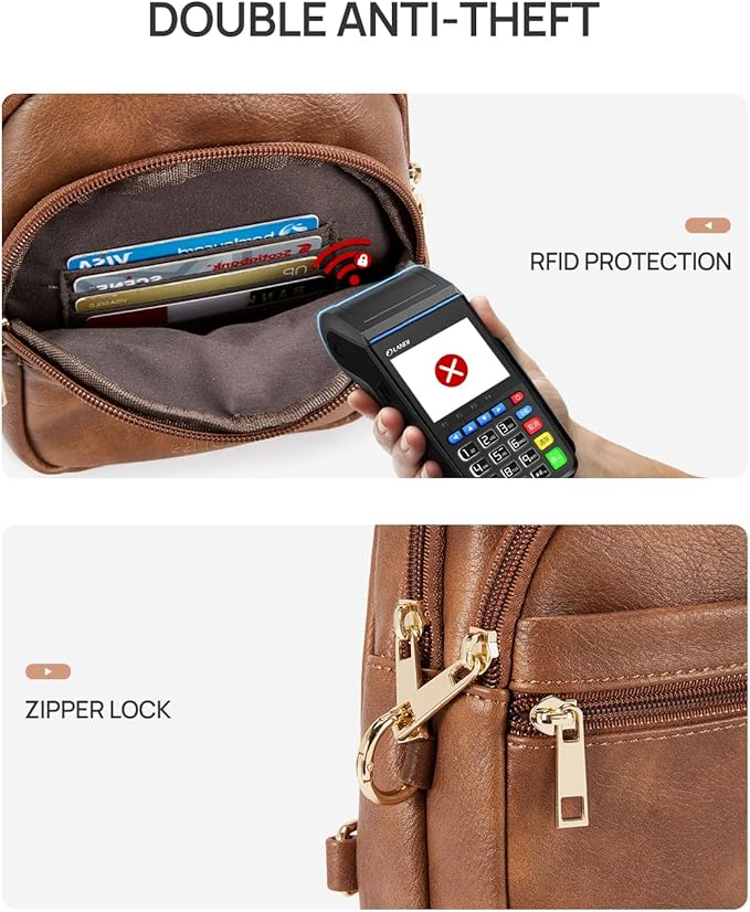 CHOLISS Anti Theft Small Sling Bag for Women and Men RFID Leather Crossbody Bags Fanny Pack Chest Bag Travel Purse Daypacks