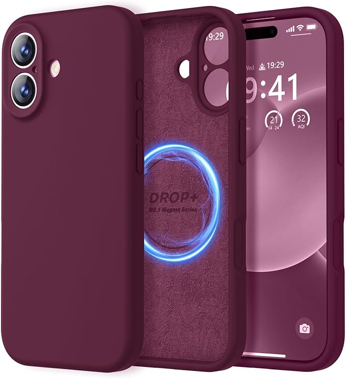 LOVE 3000 Designed for iPhone 17 Case, Premium Silicone [Compatible with Magsafe][Soft Anti-Scratch Microfiber Lining] Shockproof Protective Phone Case for Men Women 6.3", WineRed