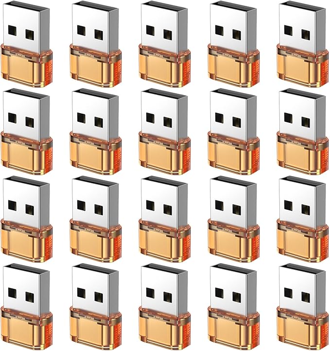 Apple USB-C Female to Male Adapter 20 Pack, Compatible with Apple Watch, iPhone, AirPods Pro (Orange)