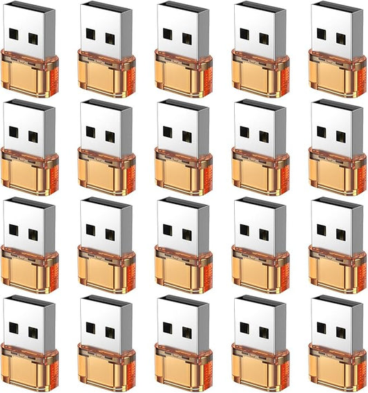 Apple USB-C Female to Male Adapter 20 Pack, Compatible with Apple Watch, iPhone, AirPods Pro (Orange)