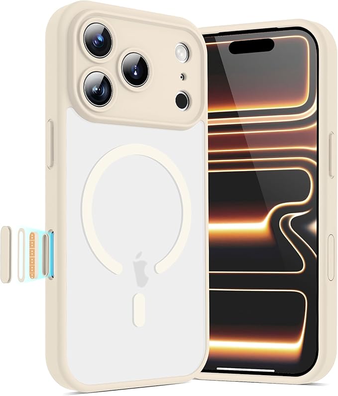 Case for iPhone 17 Pro 6.3'' Compatible with Magnetic Mag-Safe Charging [Camera Control Button] [Camera Protection] Matte Translucent Military Grade Shockproof Phone Case, White