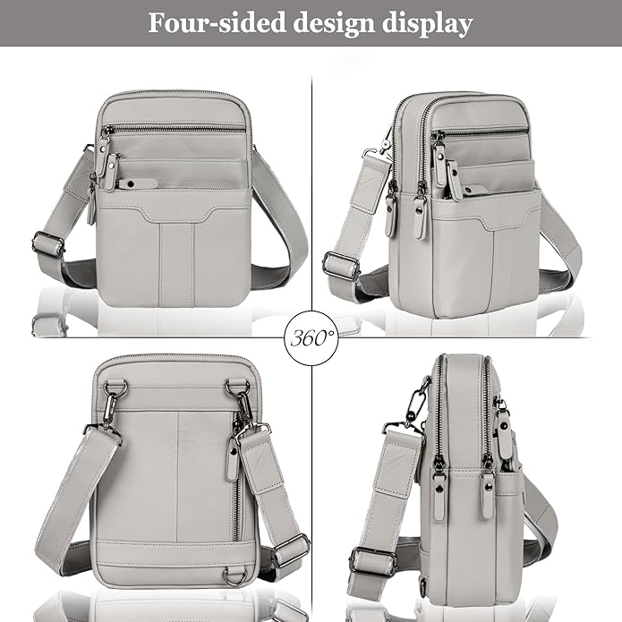 Leather Messenger Bag for Men, Small Leather Sling Shoulder Bag Messenger Pack for Men, Man Purse