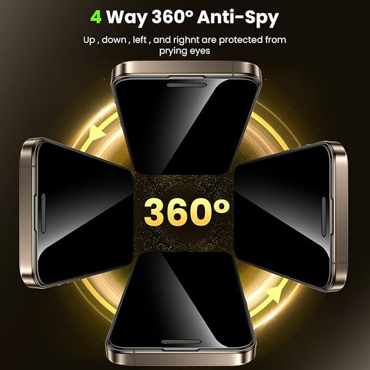 WSKEN for iPhone 16 Pro Privacy Screen Protector - [4 Way 360 Anti-Spy] [Auto Dust-Remove & Zero Bubble] 4 Directions Anti Peep Shatterproof Tempered Glass for 16 Pro 6.3 Inch, 2 Pack