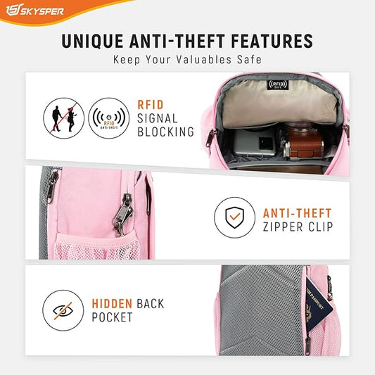 SKYSPER Sling Bag RFID Cross Body Bag Recycled Crossbody Backpack Travel Daypack