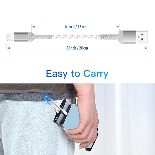 6 Inch iPhone Charging Cable, 3 Pack Braided Short iPhone Charger Cord [MFi Ceritified] Compatible with Apple iPhone 14 13 12 11 Pro Max/Mini XS XR X 8 7 Plus SE2 iPad, Short Lightning Cable