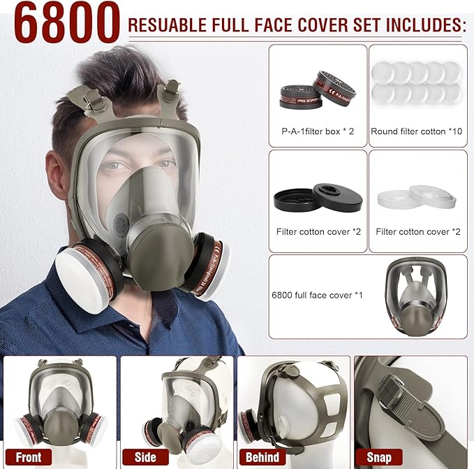 Respirator Mask, Reusable Face Respirators with Filters, Gas Masks Against Chemicals/Organic Vapor/Formaldehyde