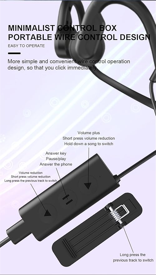 Wired Bone Conduction Bluetooth Headphones with 3.5Mm/Typec Wires,Open-Ear Bluetooth 5.3 Headphones with Microphone, IP68 Waterproof Earphones for Cycling Workout Hiking