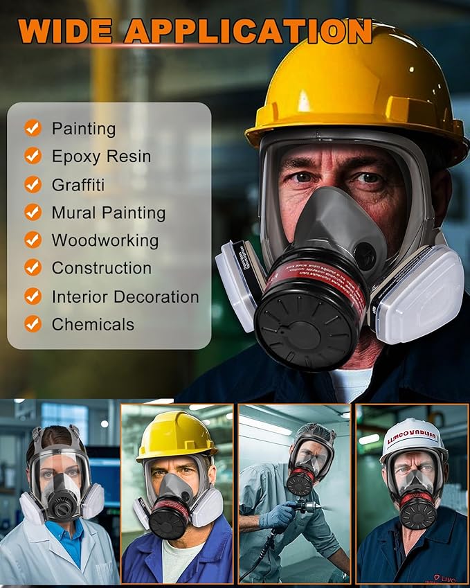 Respirator Mask with Filters, Gas Masks Survival Nuclear and Chemical, for Organic Vapor, Spray Painting, Resin