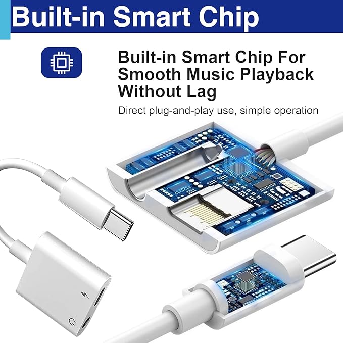 USB C to 3.5 Mm Headphone Jack Adapter for iPhone, Aux Adapter Converter Dongle Audio Cable Compatible with Ipad MacBook iPhone 16/15 Full Model and Samsung Galaxy After S8 Series