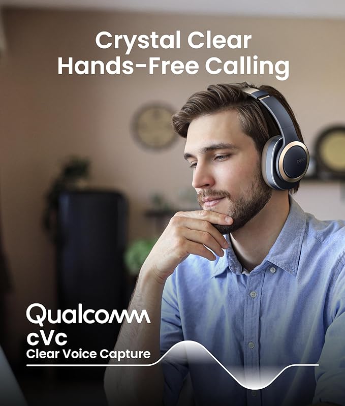 Cleer Enduro ANC Noise Cancelling Over the Ear Bluetooth Headphones with Mic, 60 Hrs Playtime, Noise Canceling, Ambient EQ Modes, Hi-Res Audio, Deep Bass, Multi-Point Connect, Bluetooth 5.0, Dark Navy