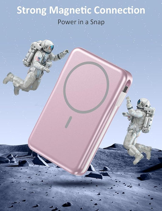 Magnetic Portable Charger, 10000mAh Power Bank, 5 in 1 Portable Charger with Built in Cable, 20W Fast Charging for Magsafe Battery Pack Compatible with iPhone 16/15/14/13 Pro/Pro Max, Samsung Series