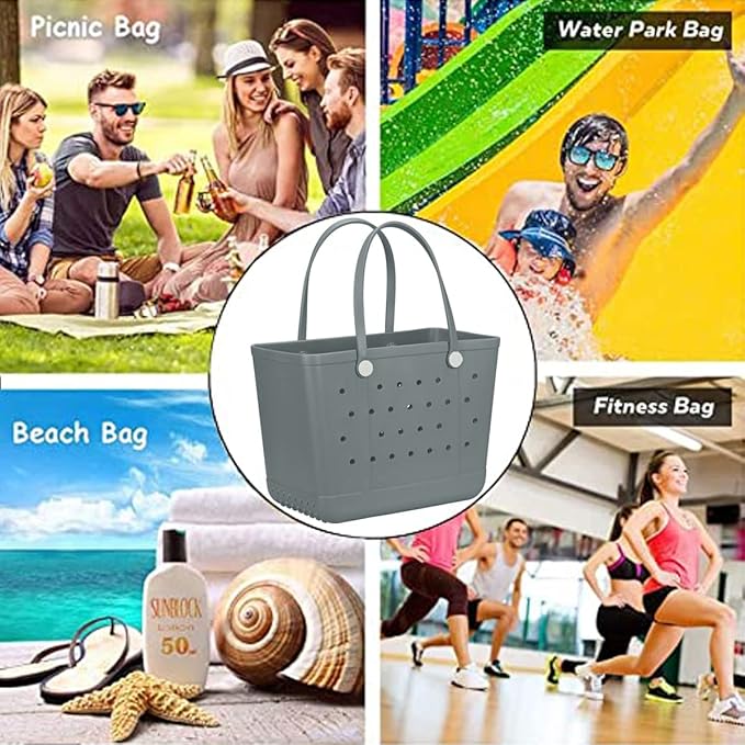 Extra Large Rubber Tote Bag Beach Bag, Washable Durable Open Beach Tote Bag, Travel Totes Bag for Pool Boat Sports