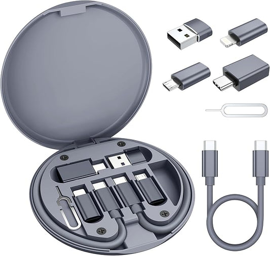 Elebase USB Charging Adapter Kit,Multi Travel USBC Adapter Set,Type C to USB 3.0 OTG iOS Micro Converter Case with 1Ft 100W Charger Cable for iPhone 17 Air 16 15 14 Max Pro,Samsung Galaxy S24 S23 Plus