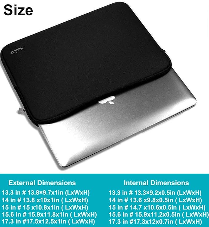 Naukay Laptop Sleeve Case, 15.6 Inch,Resistant Neoprene Notebook Computer Pocket Case/Tablet Briefcase Carrying Bag Compatible Asus/Dell/Fujitsu/HP/Sony/Toshiba/Acer- (Black)