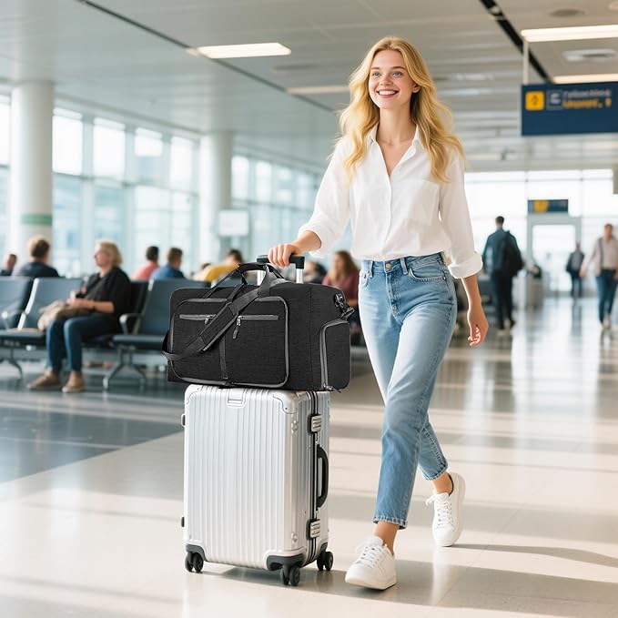 Vomgomfom Travel Duffle Bag for Men,65L 85L 115L Foldable Travel Duffel Bag with Shoes Compartment Overnight Bag for Men Women