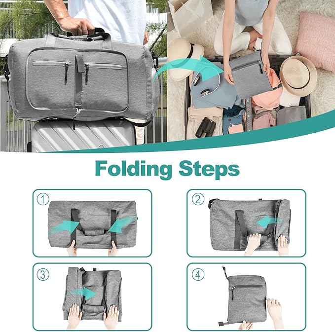 Dimayar 115L Travel Duffle Bag for Men Women - Foldable Duffel Bag with Shoes Compartment - Overnight Bags Waterproof & Tear Resistant(Gray)