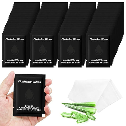 twoworld Flushable Wipes Travel Size Individually Wrapped for Women and Men,Unscented Wet Wipes Travel Size for Adult,Women,Men,Girl and Homeless (black,pack of 100)
