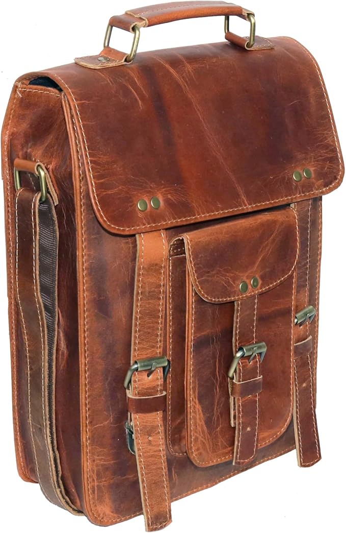 jaald Genuine Leather Messenger Bag Vintage Laptop Crossbody Bag Satchel Man Purse Shoulder Bag for man woman office bag