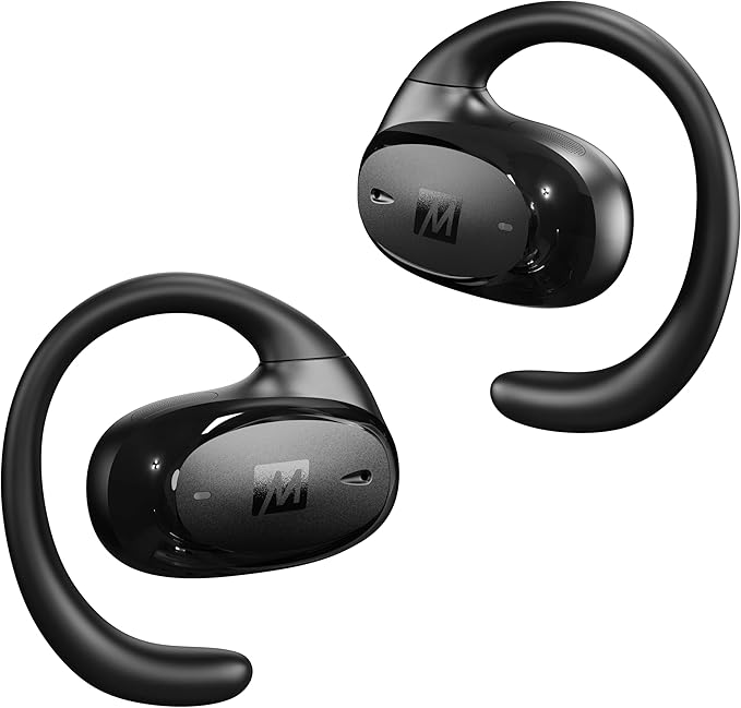 MEE audio AirHooks Pro True Wireless Open Ear Sports Headphones Bluetooth Earbuds - Comfortable Sweatproof Non-Isolating Headset Earphones for Safer Workouts & Running