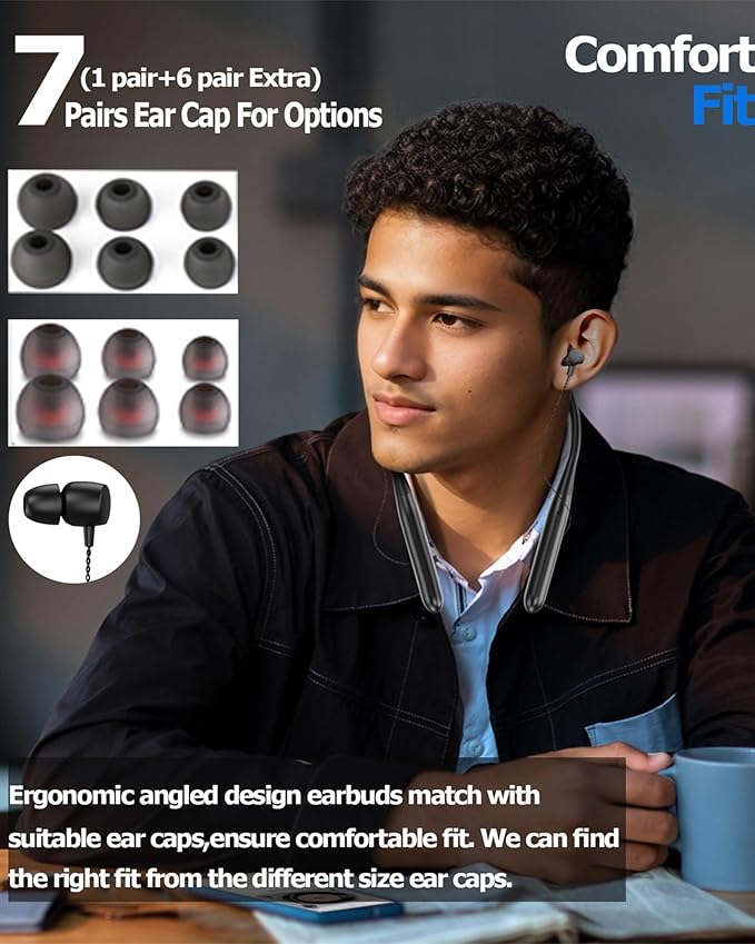 ZXQ Neckband Bluetooth Headphones,100 Hours Long Playtime Wireless Earphone, Around The Neck Wireless Earbuds,Waterproof Sweatproof for Sport Over Neck Magnetic Ear Buds Headset(Black)