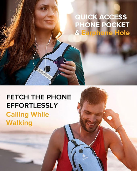 Sling Bag for Women, Crossbody Bag for Men, Cross Body Hiking Backpack, Travel Daypack, Chest Pack with Chest Phone Holder