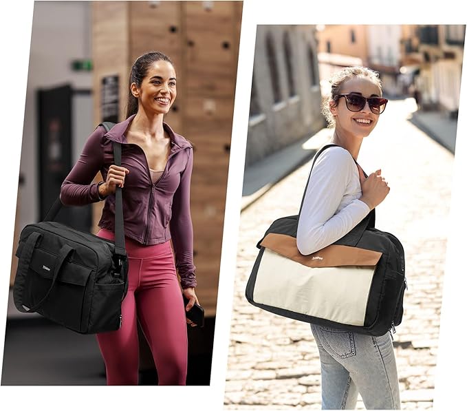G4Free Expandable Duffle Bag for Travel Weekender Overnight Carry On Tote Duffel Bags for Men Women (Black&Brown)
