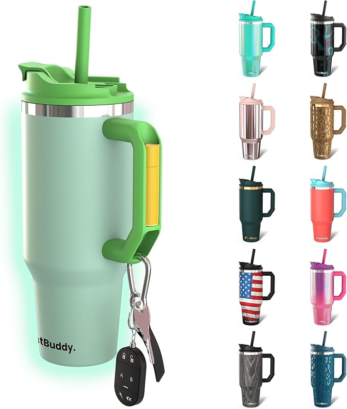 Frost Buddy Thicc Buddy - 40 oz Stainless Steel Vacuum Insulated Tumbler with Lid and Straw for Water - Travel Mug Cupholder Friendly - Gifts for Women Men Him Her (Glow In Dark)