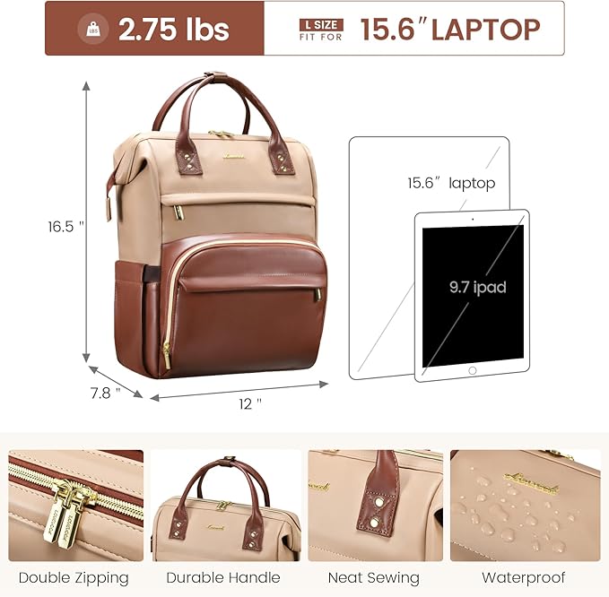 LOVEVOOK Leather Laptop Backpack